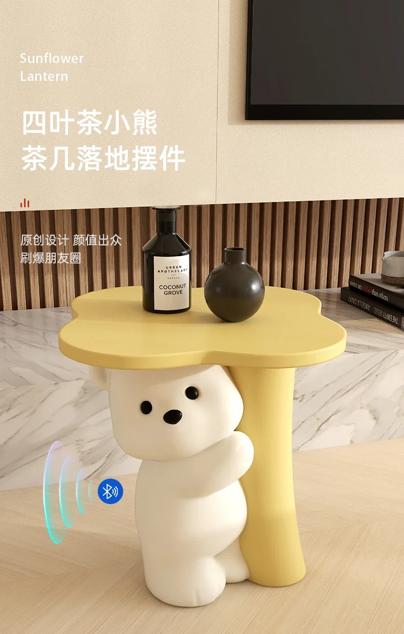 ‌Cute Bear Coffee Table  Resin Cartoon Side Table  Living Room Floor Stand  Creative Bedroom Nightstand - Modern Home Decor - view 5