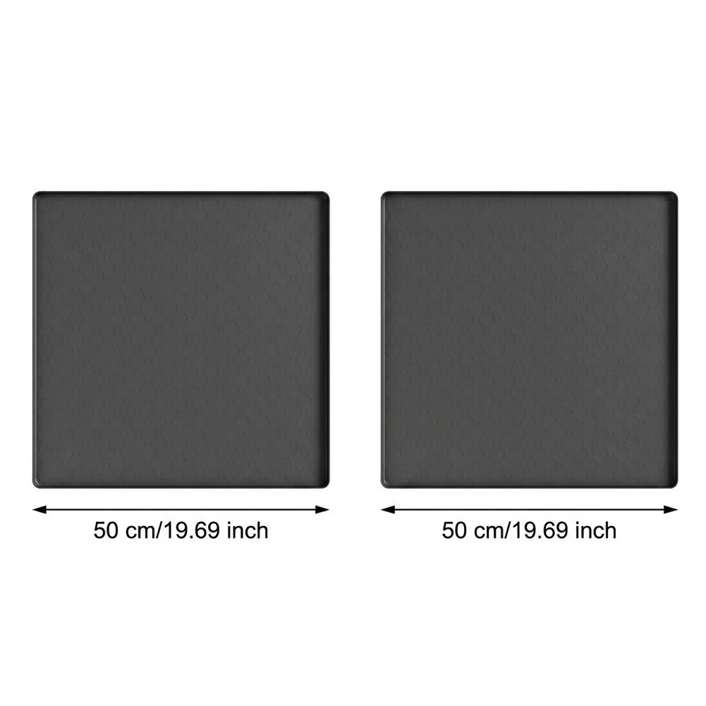 2 Pcs 50x50CM Silicone Non Slip Floor Mat Set Square Black for Refrigerator Water Dispenser Appliance Floor Protection