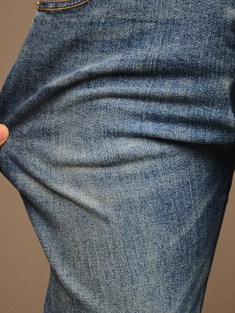 High-End Jeans Men's Classic Simple Slim Fit Skinny Stretch Retro Embroidered Fashion Wash Blue Trousers