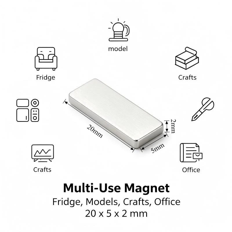 20x5x2mm Thin Block Neodymium Magnet N35 Powerful Permanent NdFeB Rare Earth Magnet For Model DIY Hardware Repair Work 20*5*2mm