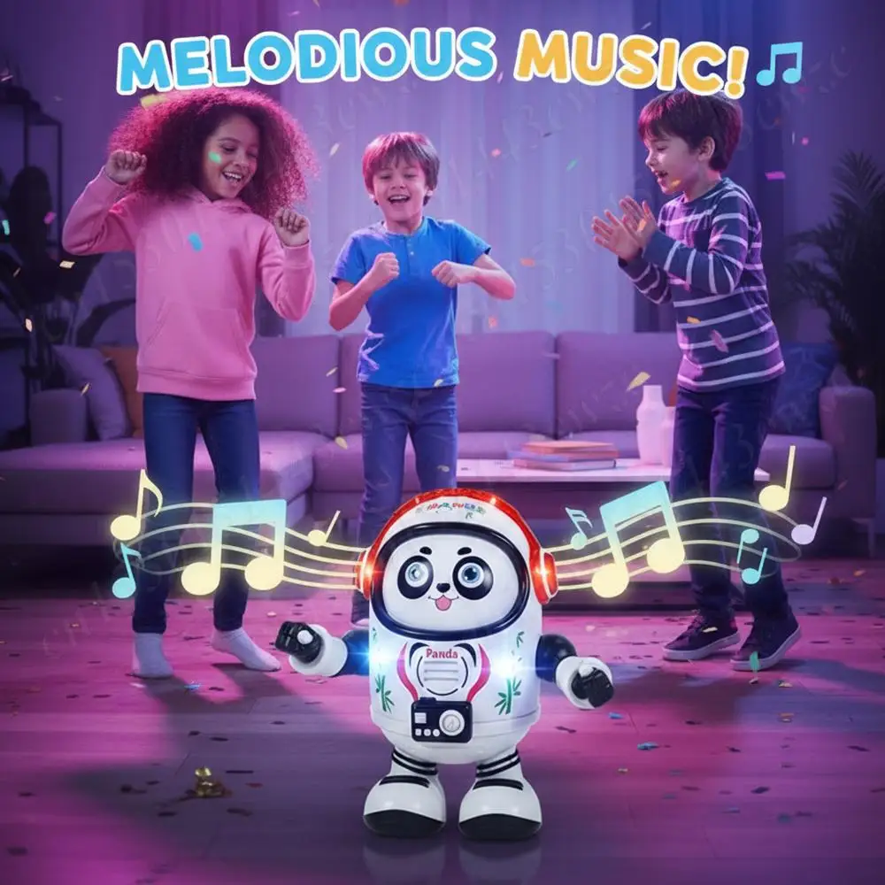 전기 워킹 댄싱 로봇 재미있는 인터랙티브 장난감 음악 재생 소리 및 빛 팬더 댄싱 로봇 유아용 남아 및 여아용