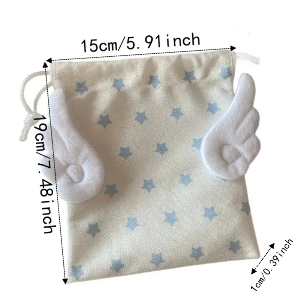 Y2K Canvas Drawstring Makeup Bag Portable Dustproof Small Organizer Rope Star Pattern Cosmetics Bag Stationery Storage view 6