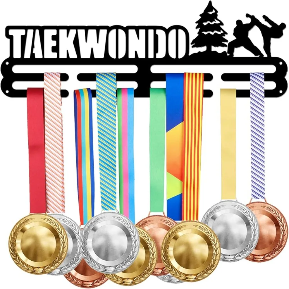 

Taekwondo Medal Hanger Display Sports Medal Holder Iron Competition Medals Display Rack for 40+ Medals Ribbon Decorative Hooks