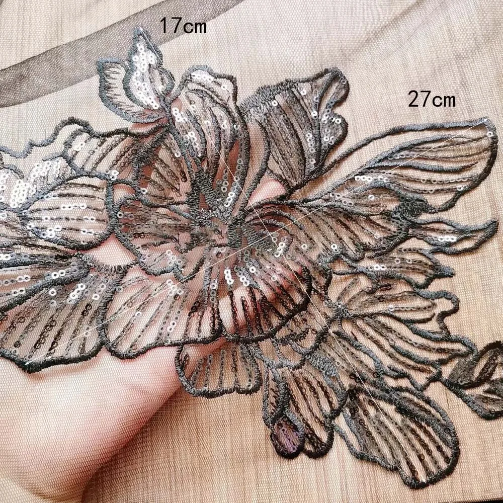 1 Piece Multi-Color Flower Embroidery Patches Fabric Lace Patch For Headwear Wedding Dress Sewing Accessories DIY Repair