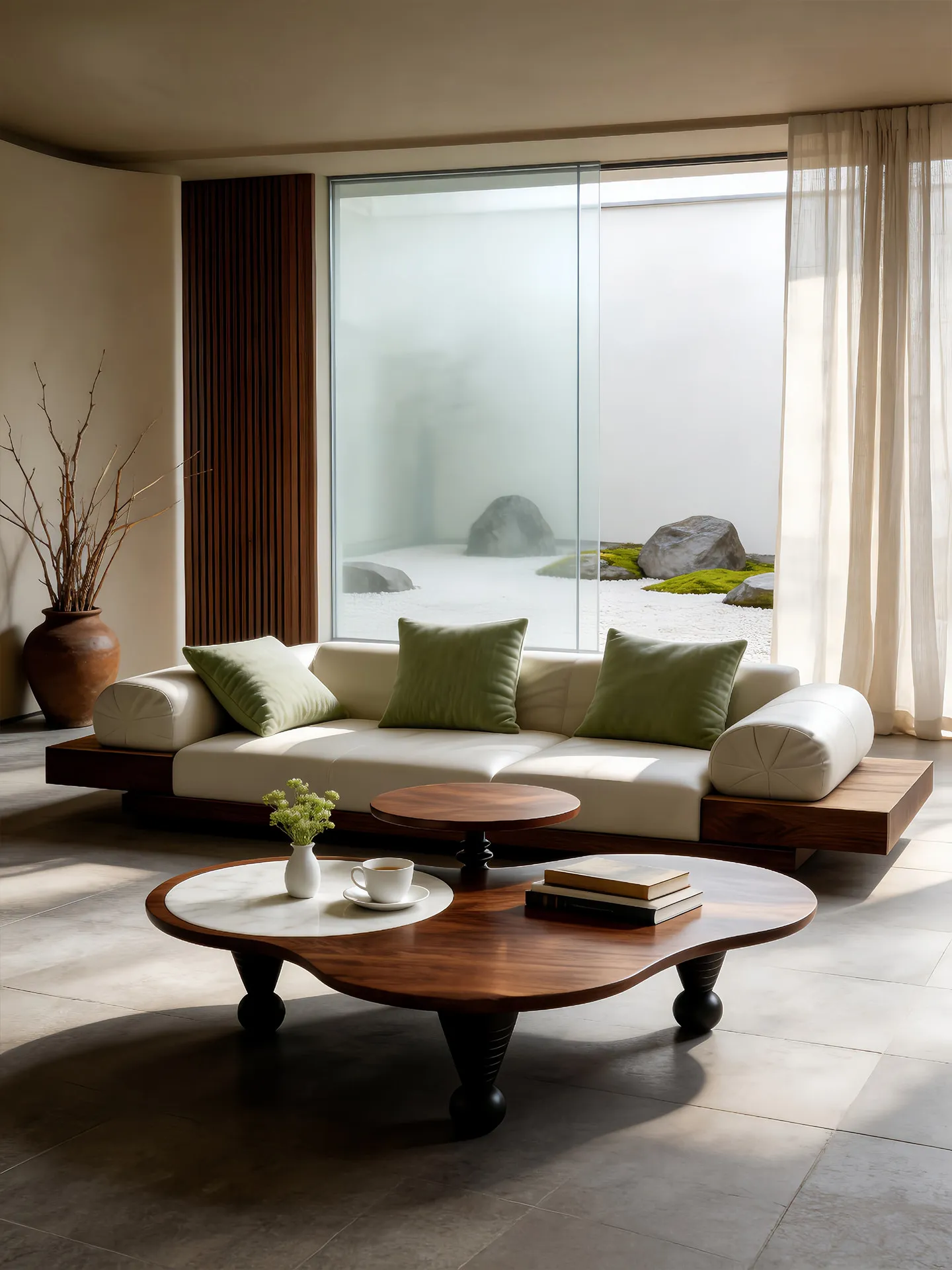 

wq-Designer Geometric Coffee Table Modern Minimalist Wabi-Sabi Style Small Apartment Living Room Solid Wood Arc-shaped Home^