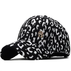 Autumn Winter Leopard Print Baseball Cap New Women Warm Faux Fur Hat Fluffy Street Outdoor Sun Hat Hip Hop Cap