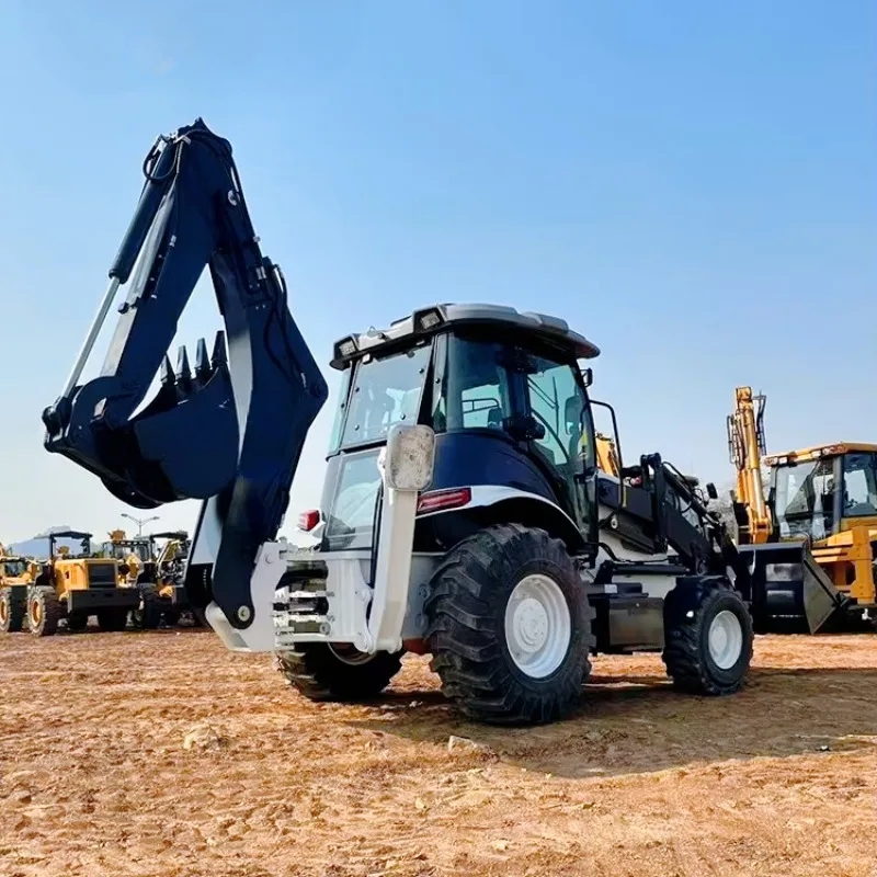 Desain baru Cina Backhoe Loader 2.5ton 2 in 1 menggali dan Memuat mesin daya ganda Backhoe Loader dengan Grapple rumput