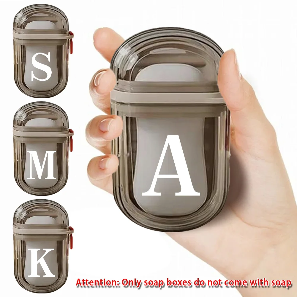 

Soap Box Soap Storage Container Portable Draining Soap Dishes With Lid For Home Bathroom Travel Essentials White Letter Pattern