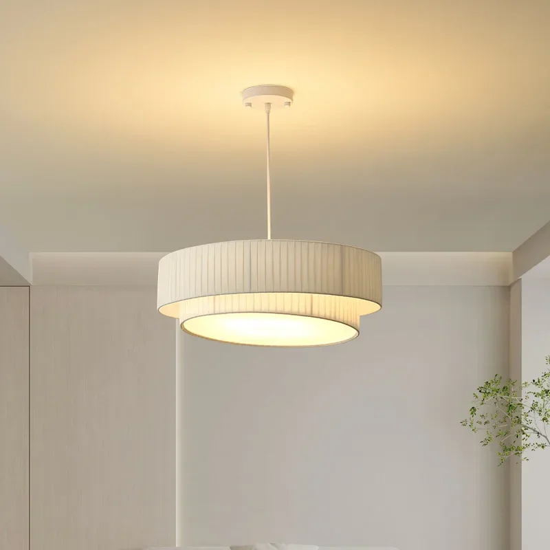 SANDYHA Elegant Nordic Fabric Pendant Light Creamy Chandelier Perfect for Living Room Bedroom Hotel Restaurant Study Modern