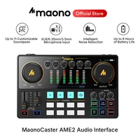 Interfaz de audio Maono AME2, tarjeta de sonido, mezclador de DJ, todo en uno, estudio portátil para podcast, para grabación, transmisión en vivo, YouTube, guitarra, PC