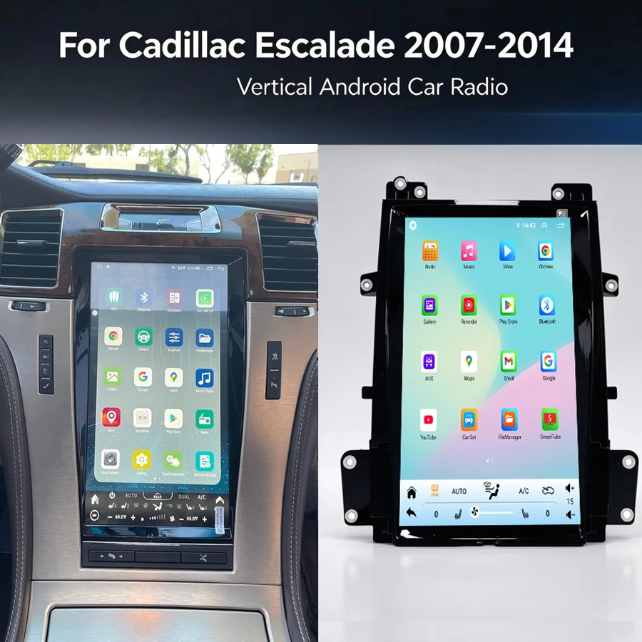 13.6inch Android Screen Carplay For Cadillac Escalade 2007-2014 Multimedia Video Player Head Unit Autoradio Navigation GPS WIFI