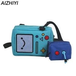 Cartoon Anime Adventure Time BMO Small Bags for Women Phone Purse Female Canvas Game Machine Shoulder Bag Funny Crossbody Bag