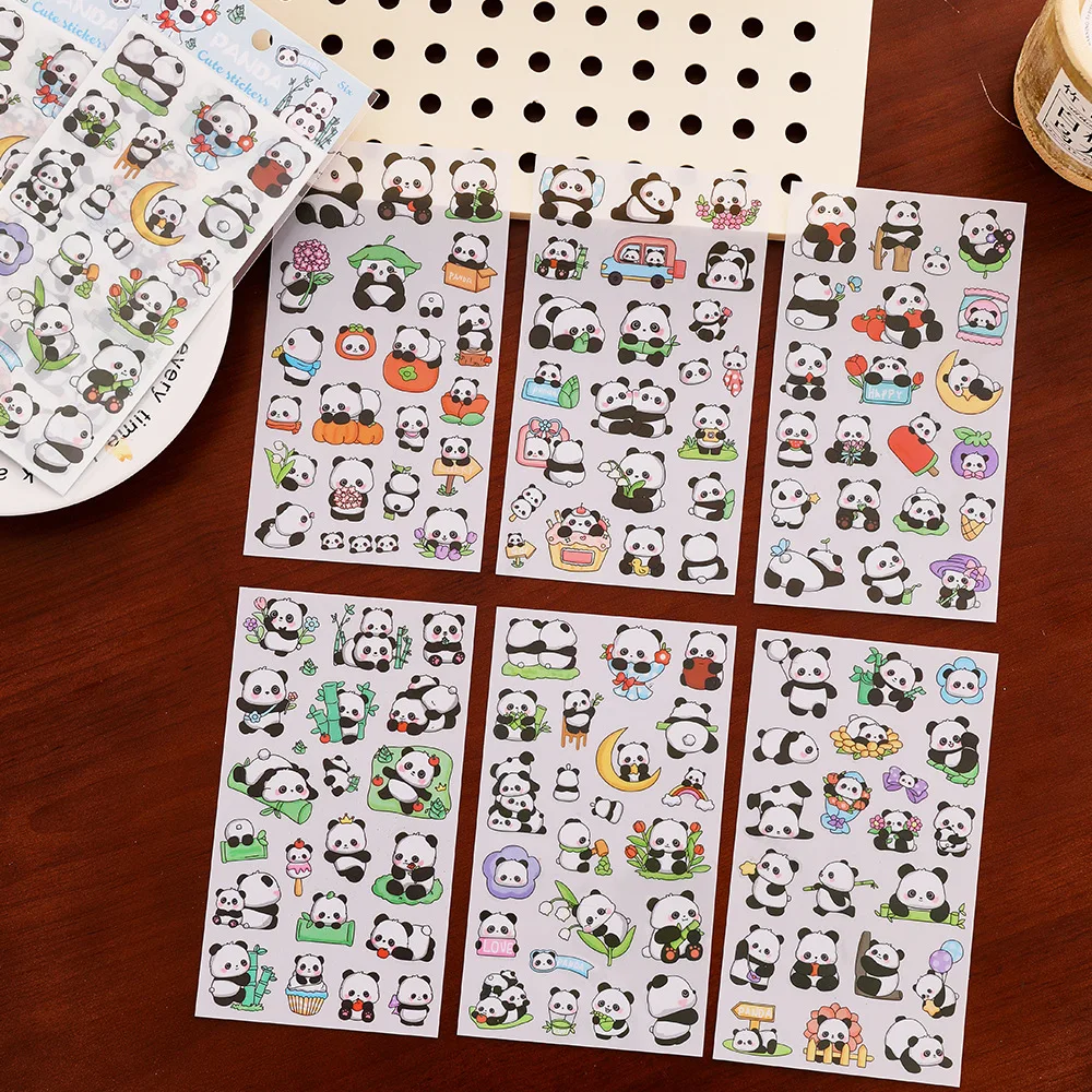 Panda Stickers Cute Cartoon Stickers for Journaling Card Decorating DIY Scrapbooking Supplies Student Craft Gift Card Making Kit