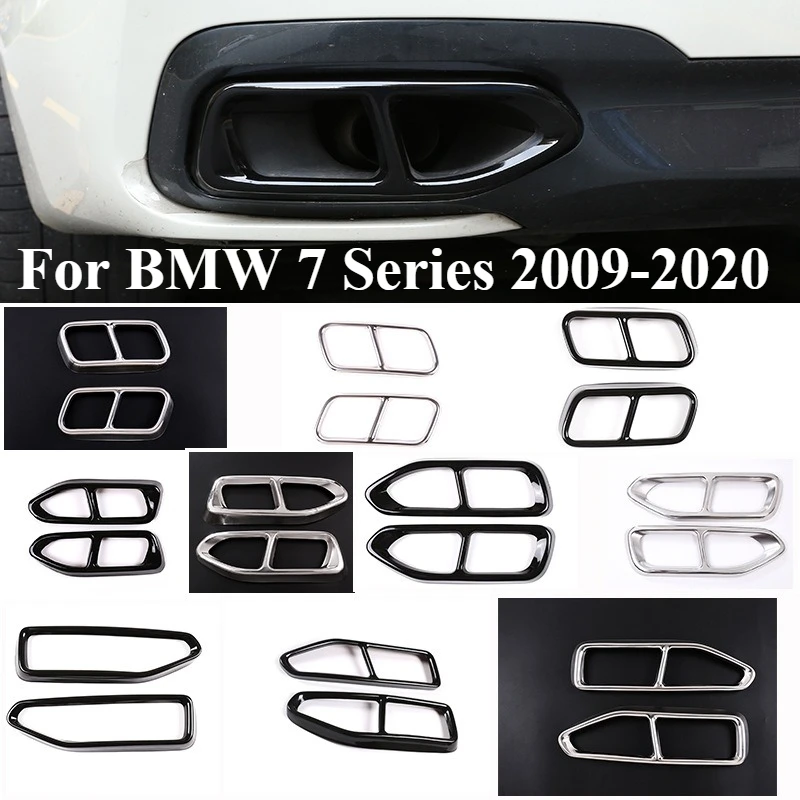 

For BMW 7 Series 2009-2020 Quad Exhaust Tip Trim Frame Stainless Steel Tail Pipe Outlet Cover 2PCS Rear Muffler Decorative Kit