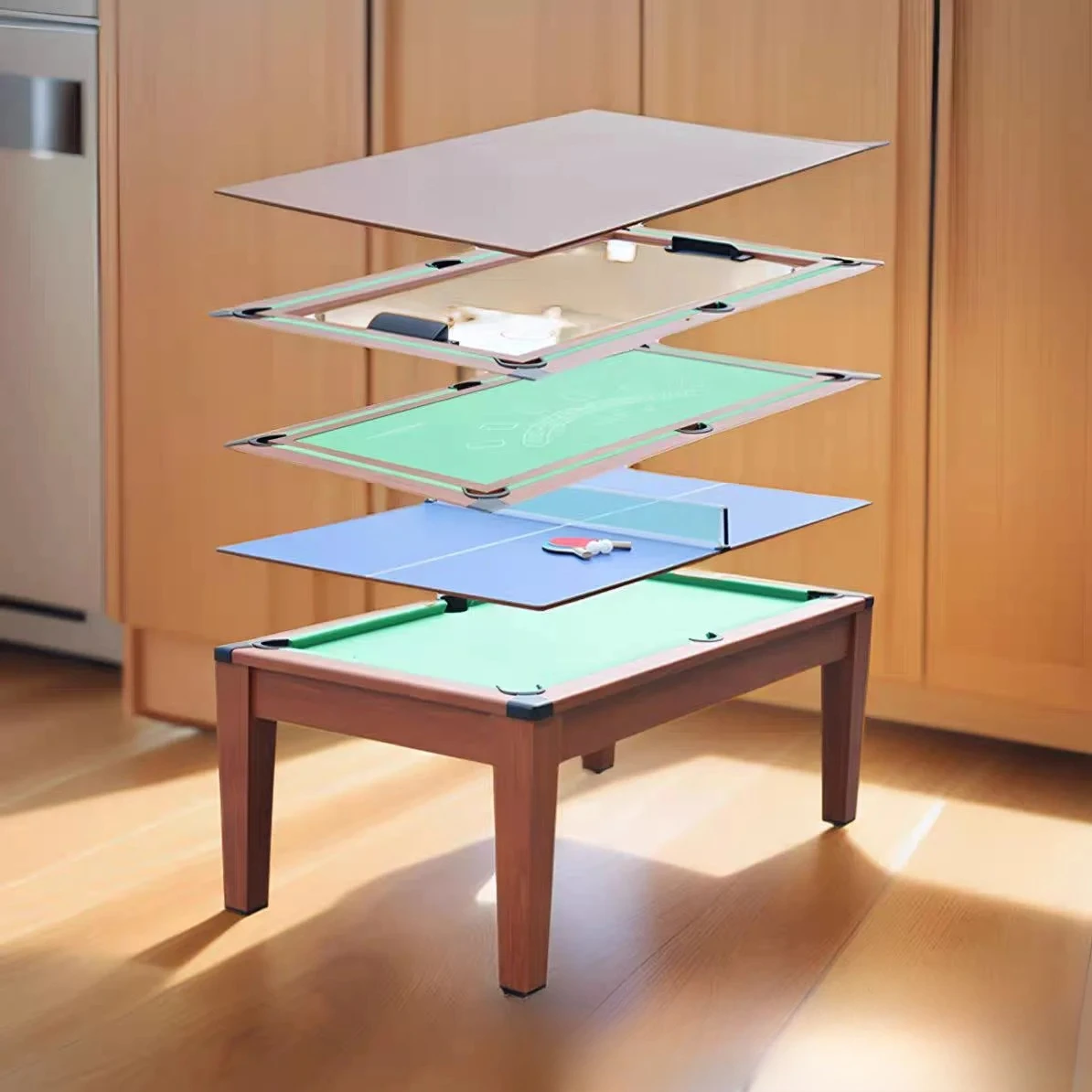 

Factory Sell Indoor MDF Pool Billiard Dinning Table Double Usage for Family Entertainment