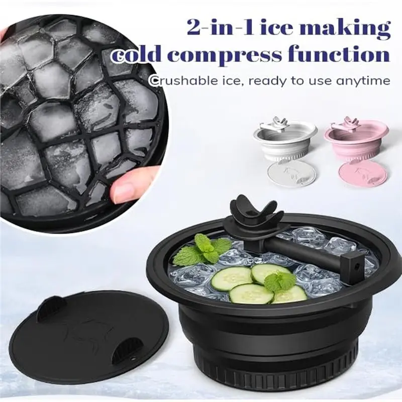 Face Bowl For Ice With Built-In Ice Tray & Breathable Hose Pink