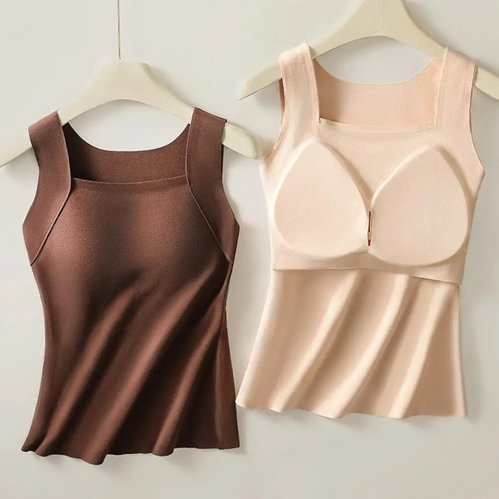 Thermal Tank Top For Seamless Women Camisole Top With Chest Pad Fixed Cup Bottoming Underwear Tank Tops No Steeling Ring 2025
