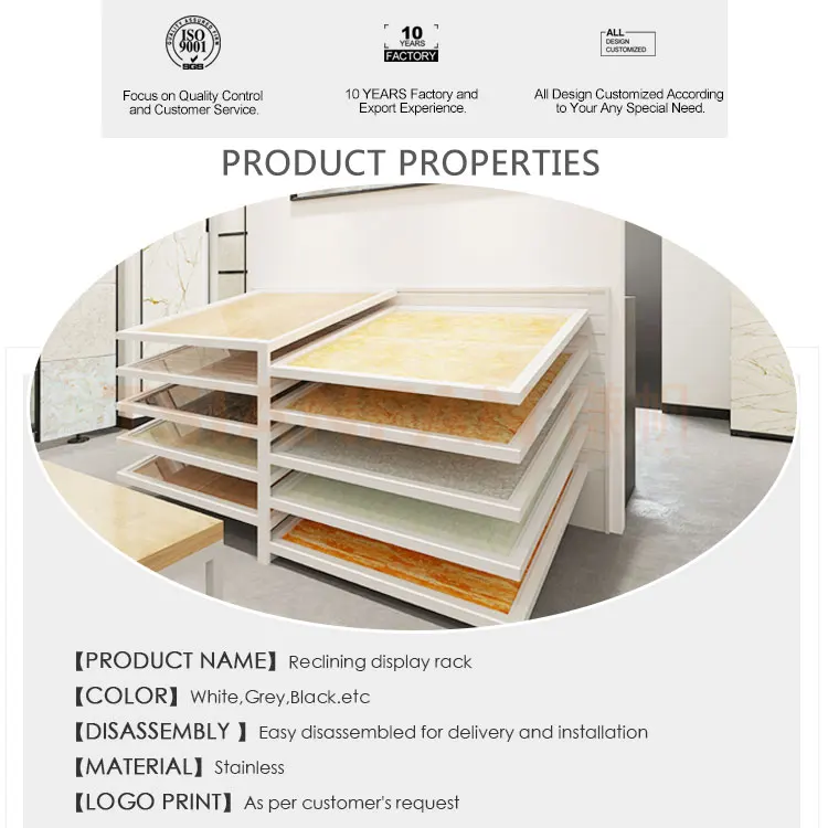 Factory Popular Multilayer Tile Slab Sliding Quartz Display Stand Wood Floor Sample Reclining Type Marble Stone Display Stand