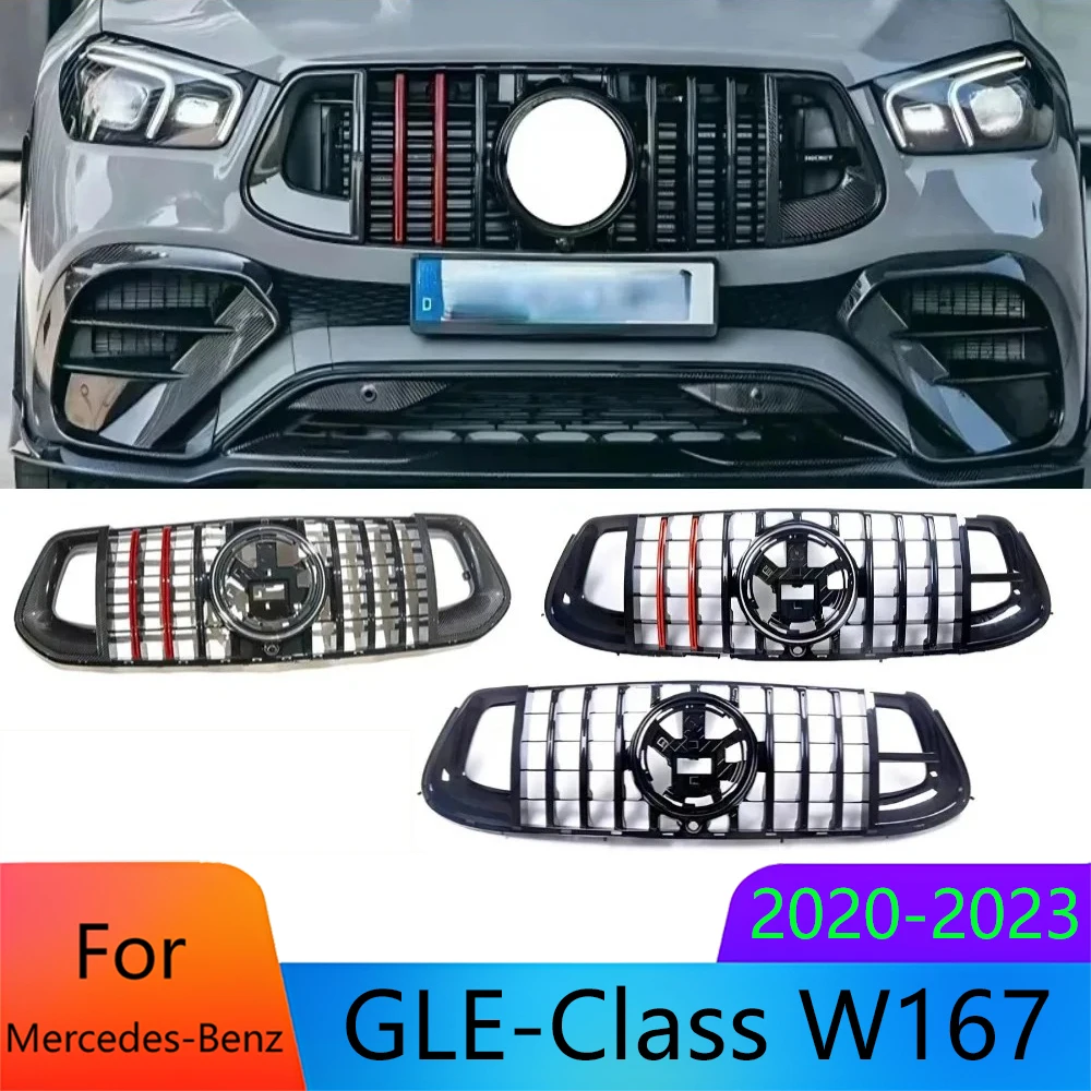 For Mercedes GLE-Class W167 2020-2023 Front Bumper Grille GT Sport Mesh ABS Car Styling Auto Accessories Replacement Parts