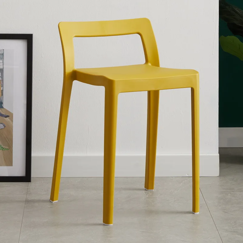 Simple Plastic Stools Household Adult Dining Chairs Restaurants Waiting Tables High Stools Hollowed Out Backrests Chairs image 3