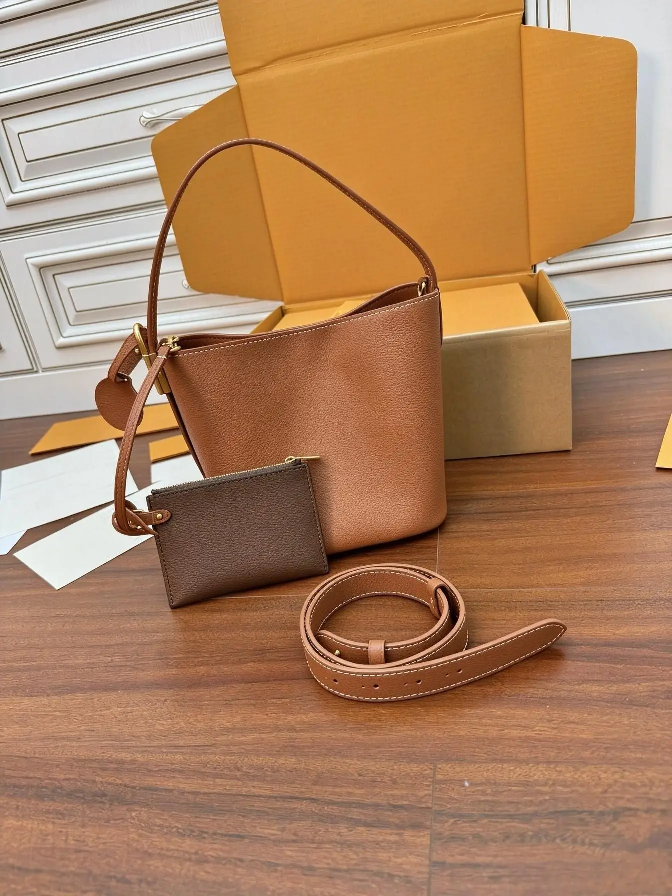 Minimalist Small Bucket Shoulder Bag Contrast Color Coin Purse Multi-way Handbag