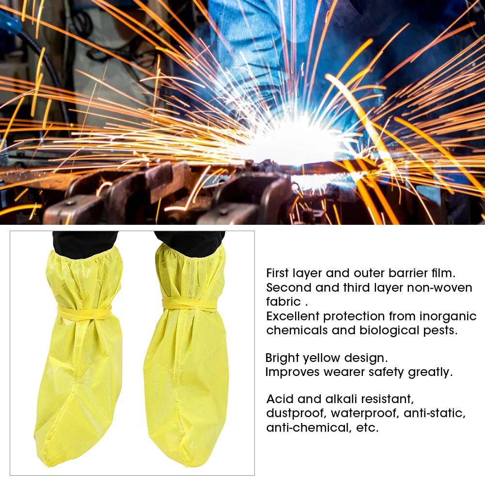 Chemical Safety Boot Shoe Covers Waterproof Dustproof Anti Static Yellow High Visibility for Industrial Lab Protection Yellow
