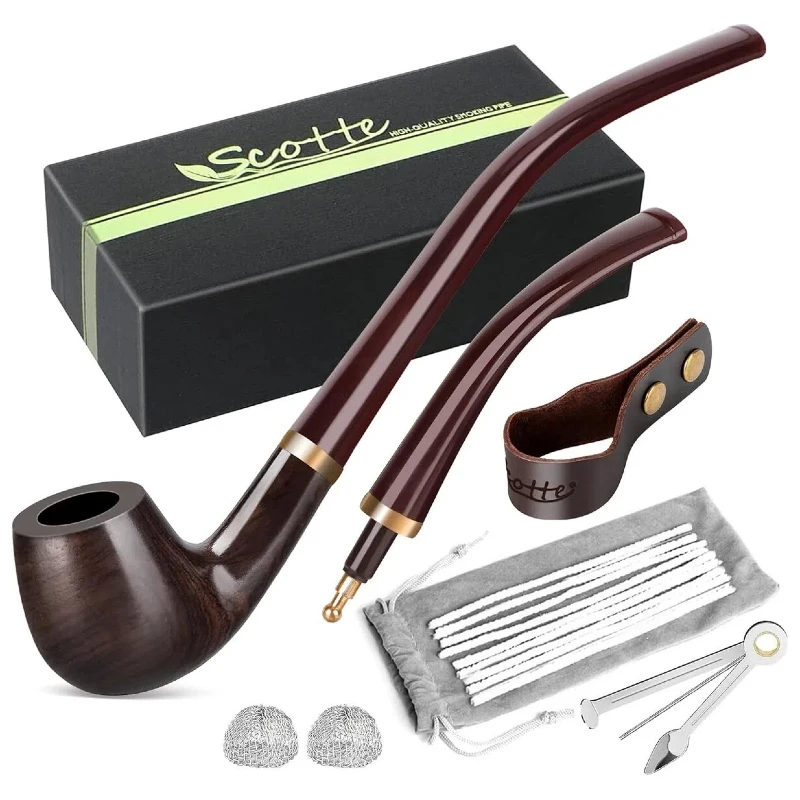 

Курительная трубка ручной работы, деревянная трубка со сменным стержнем, подставка для трубки, инструменты для чистки трубок, различные аксессуары, набор для курительных трубок в подарочной коробке