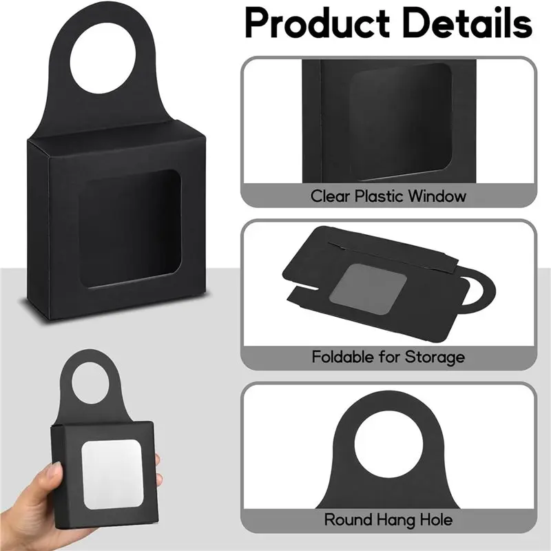 BAAJ-Wine Bottle Box With Window, 60 Pcs Wine Gift Box,Wine Boxes Favor Box Charcuterie Box Soap Packaging Box For Gift Black