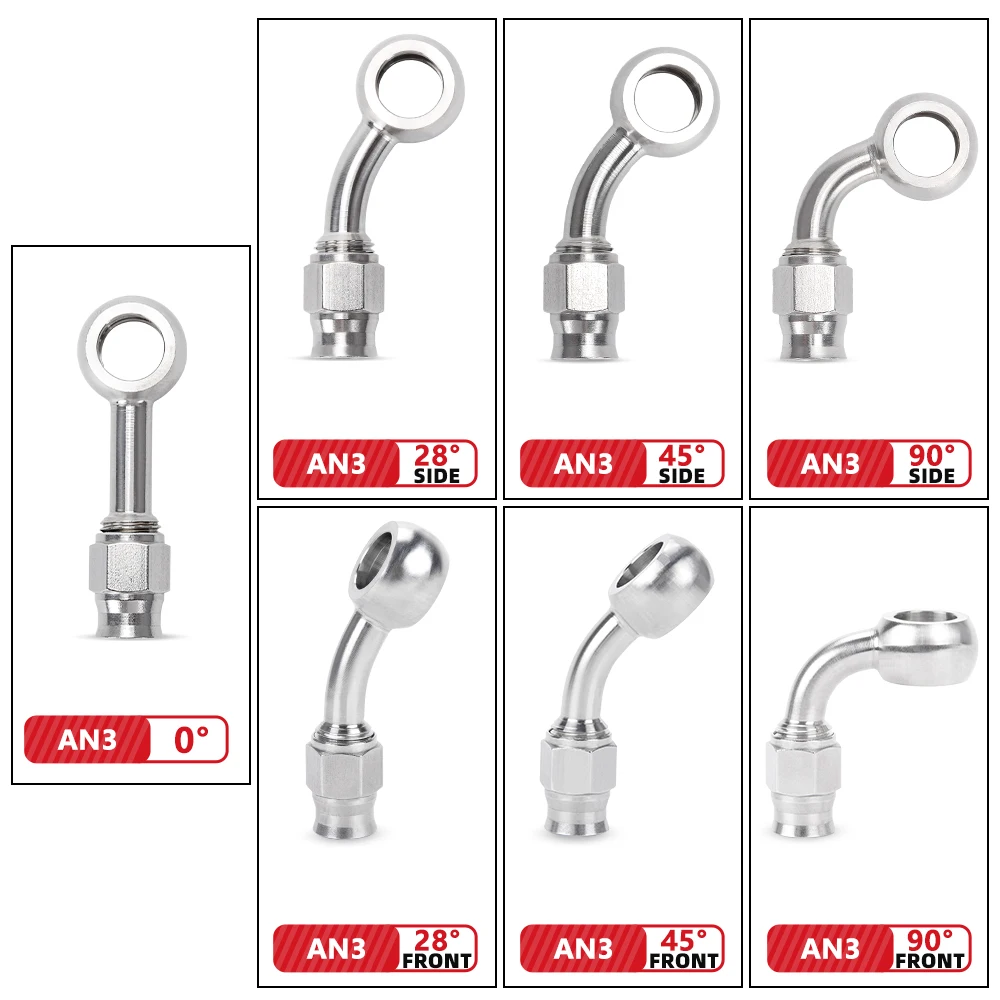RASTP-AN3 10mm Stainless Steel Banjo Hose End Fitting Motorcycle Motor Bike Hydraulic Brake Oil Hose Line Banjo Fitting HR071