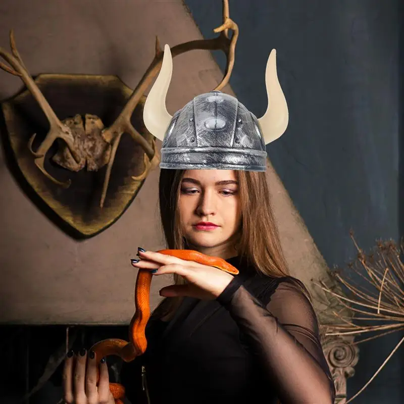 Buffalo Ox Horns หมวกไวกิ้งหมวกตกแต่งฮาโลวีน Props Party อุปกรณ์เสริมของเล่นเด็กของเล่นสําหรับคอสเพลย์ปาร์ตี้ (สีดํา)