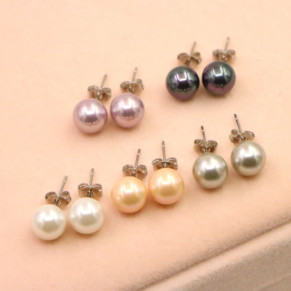 Hot 8mm Ocean Shell Pearls Necklace Earring Bridal Jewelry Set for Women Energy Manual Making Design Gift Wholesale