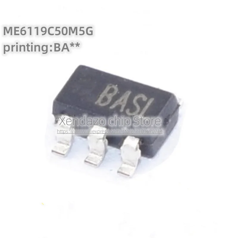 50pcs/lot ME6119C50M5G Silk screen printing BA** SOT23-5 package Original genuine 400mA/5.0V Voltage regulator chip