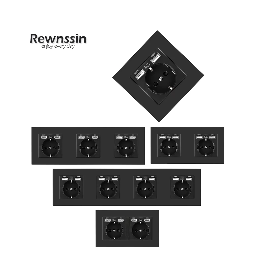 

Розетка европейского стандарта, настенная розетка, двойная розетка, тройная розетка, пластиковая панельная розетка для ПК, розетка для защиты детей, 16А, черная