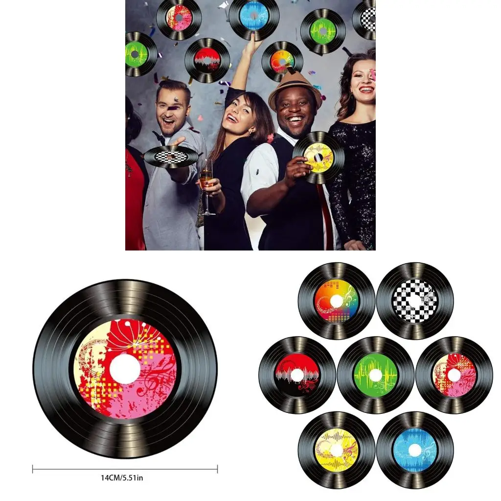 

Красочные винтажные пластинки с вырезами из бумаги для вечеринок, этикетки с названием