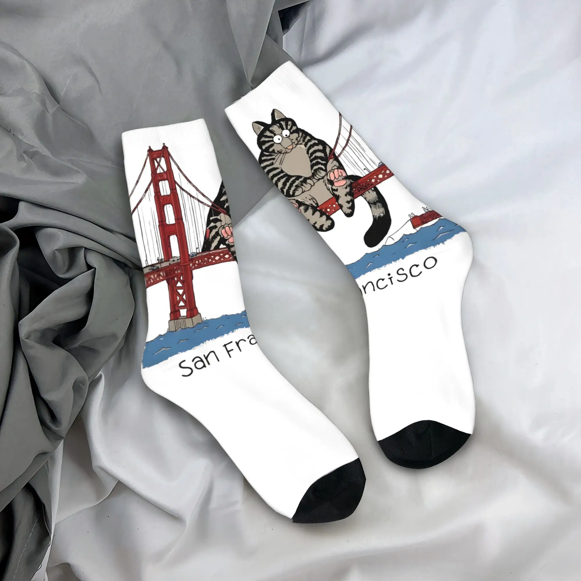 

Golden Gate Bridge Cat Project Hail Mary Stockings Men Socks Soft Funny Socks Autumn Running Sports Anti Skid Graphic Socks Gift