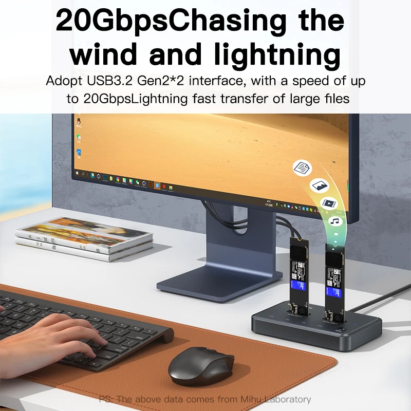 Meetiger Offline Clone M.2 NVMe Ssd Case PCIe NVME Ssd Docking Station M.2 Sd Custodia Tipo C 20Gbps M2 SSD Base di custodia
