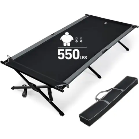 Extra Wide Camping Cot for Oversized XXL Sleeping Cots Folding Cot Bed with Carry Bag, 84.3 L x 41.9 W, Support to 550 lbs