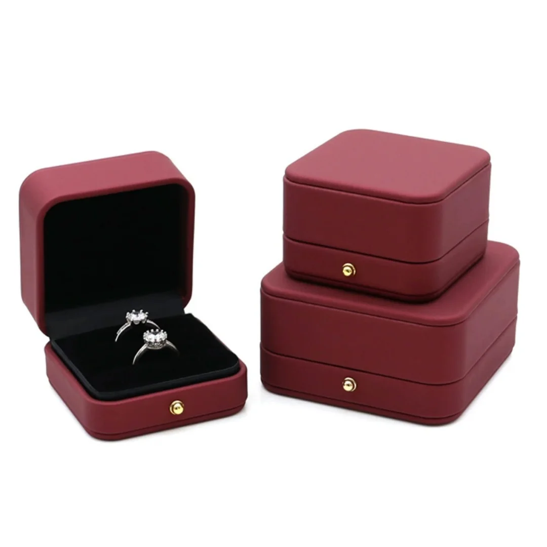 Pu Leather Single Double Slots Ring Jewelry Box For Wedding Proposal Engagement Ring Box Gift Organizer Storage Jewelry Case