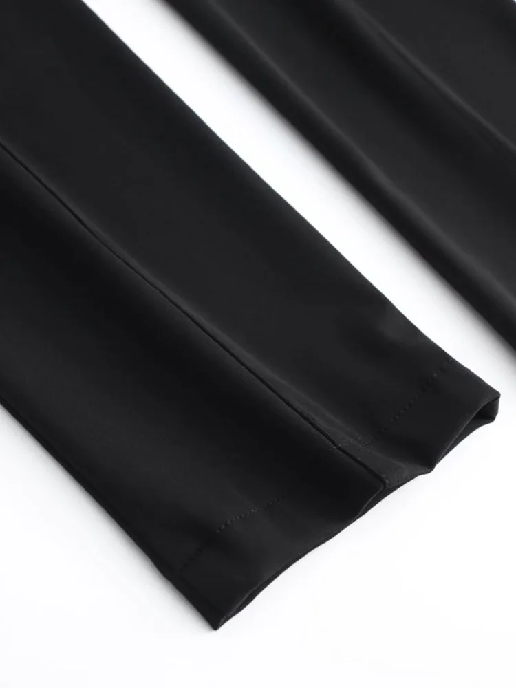 2024년 여름 여성 슬림핏 아크 스트레이트 레그 팬츠 엘라스틱 웨이스트 얇은 요가 팬츠 순색 베이스 레이어 에이틴 요가 팬츠