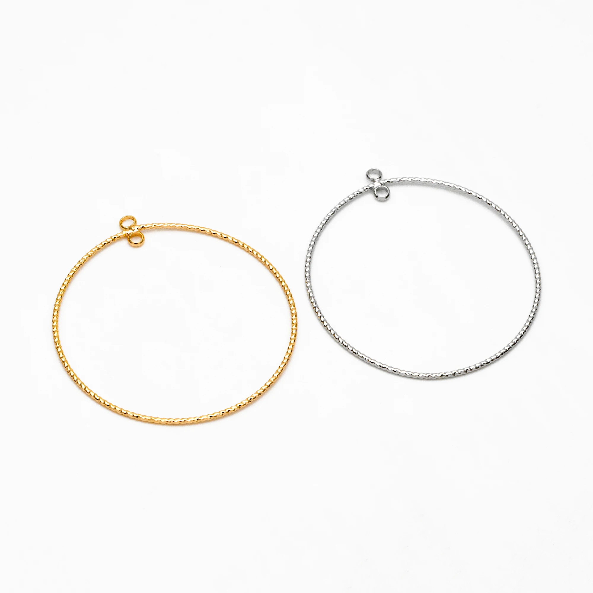 

10pcs Gold/ Silver tone Round Circle Pendants 40mm, Gold/ Rhodium Plated Brass Hoops, Geometric Ring Loop Charms (GB-3984)