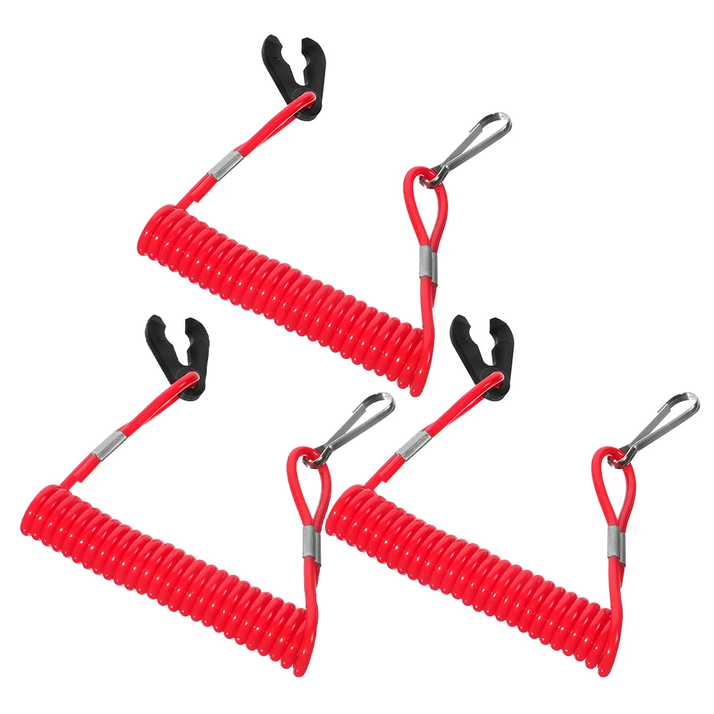

3pcs Red Shutoff Cord For Safety Lanyard for Boat Engine Safety Cord Durable Fishing Supplies Marine Engine Lanyard