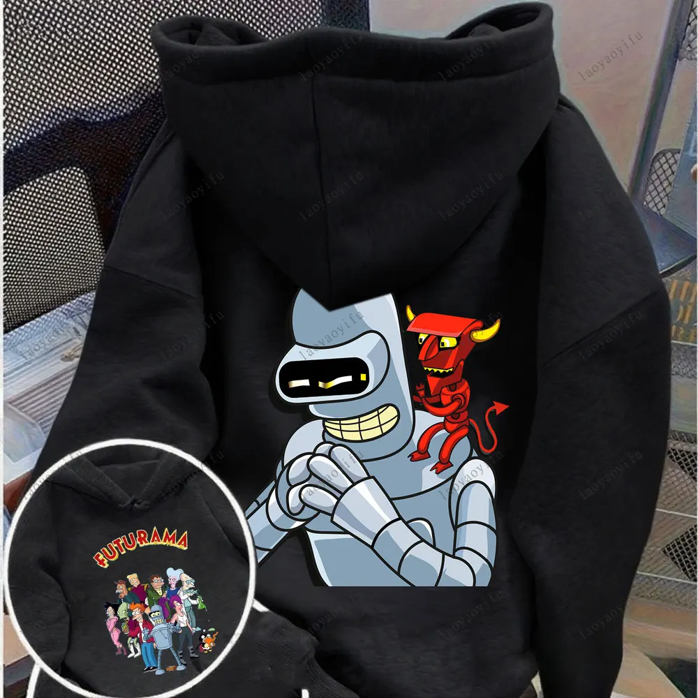 Futurama Hoodie Funny Robots Men Hoodie Cartoon Pullover Unisex Long Sleeve Hoodie Streetwear Harajuku Pullover