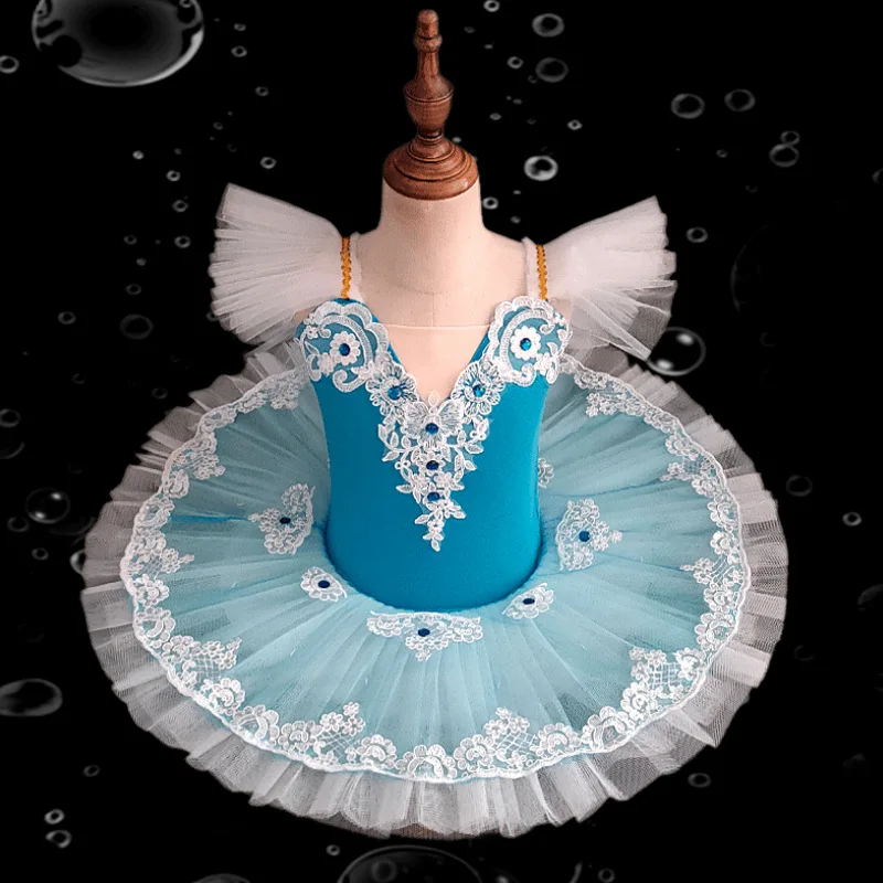 الأطفال فستان رقص الباليه سوان الرقص الشاش تنورة الفتيات الباليه الرقص فستان منفوش الباليه الرقص مرحلة الأداء زي #4