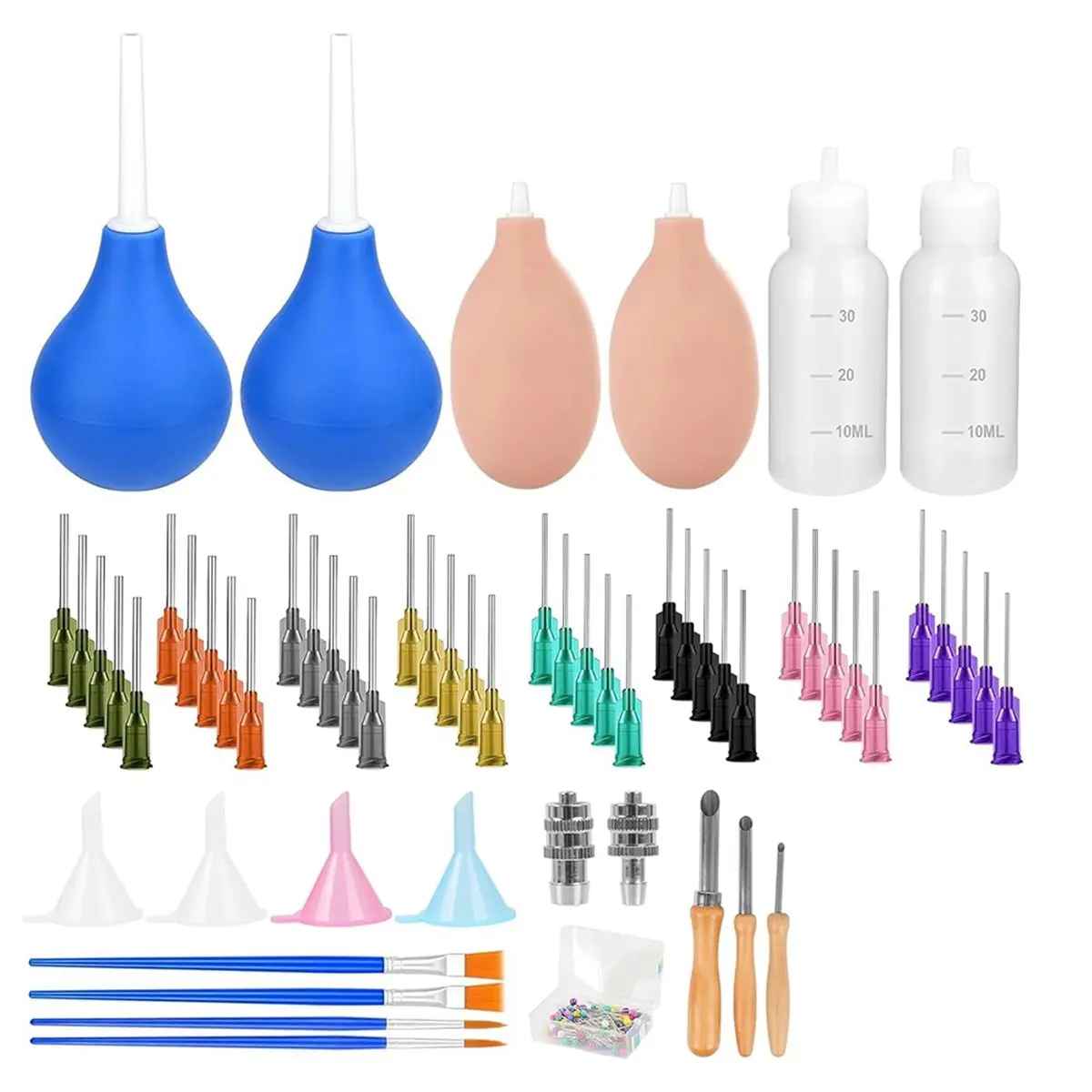 A1342P ~Pottery Tools Kit, Ceramic Glaze -Tip Applicator Bottle with 8 Sizes Needles,Complete Clay Art Supplies