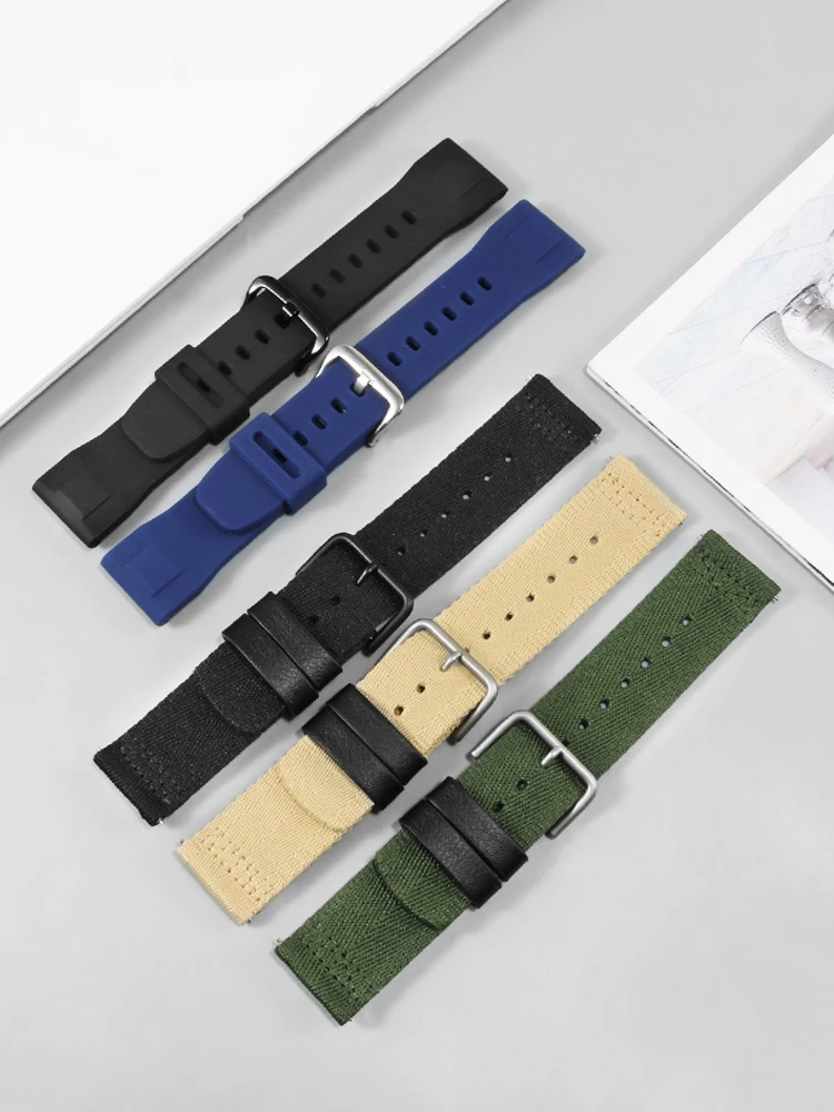 

Nylon Canvas Watch Band For Casio Protrek Series PRG-600YB PRG-650 PRW-6600 Ga2000 Silicone Band Waterproof Wristwatch Band