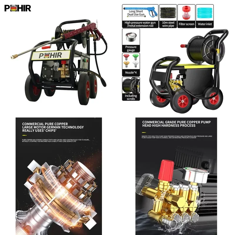 2026 PHR-SNN CE Farm Animal Building 4500w High Pressure Cleaner Heavy Power Washer Industrial Cold Water Wash Machine