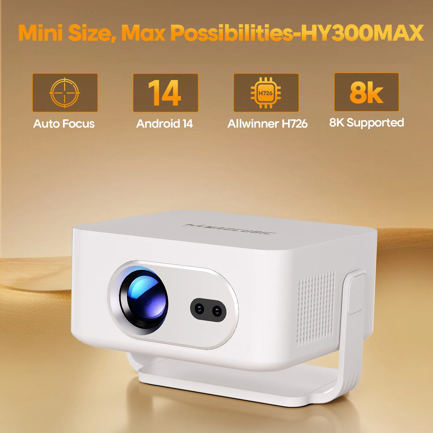 Magcubic Android 14 Autofokus HY300Max Tragbarer Projektor 400ANSI WiFi6 Projektor SupFull HD 720P Heim- und Outdoor-Kino Max HY300 – Detail 2
