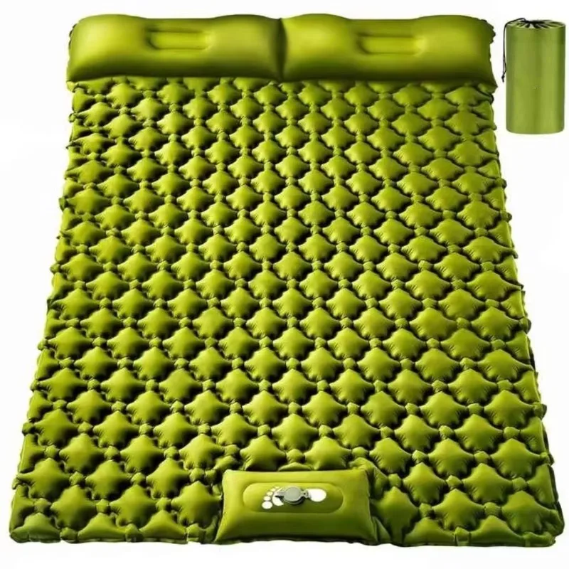 

Camping Sleeping Mat Ultra Light Self Inflating for 2 People With Pillow Built-In Foot Pump Suitable for Portable Hiking Trips