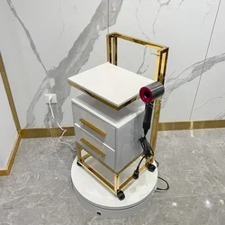 Fashionable Stainless Steel Hair Beauty Tool Cabinet, White Barber Furniture Set Equipment, Salon Tray Trolley with Wheels