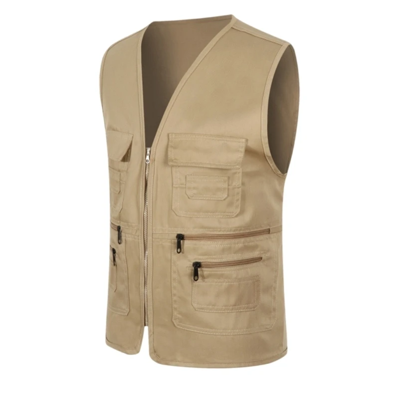 50LE Stylish Utility Vest Workwear Lightweight Breathable Design Multiple Pockets Practical Outdoor Daily Use Unisex
